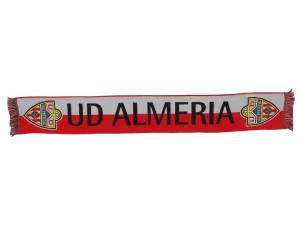 Bufanda oficial del UD Almería - con el texto UD Almería con el escudo oficial del equipo y los colores rojo y blanco