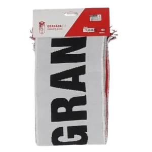 bufanda de fútbol oficial del granada club de fútbol con el texto granada cf en el centro y el escudo en los laterales