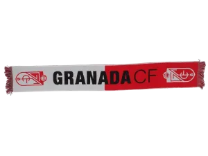 bufanda de fútbol oficial del granada club de fútbol con el texto granada cf en el centro y el escudo en los laterales