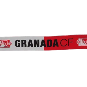 bufanda de fútbol oficial del granada club de fútbol con el texto granada cf en el centro y el escudo en los laterales