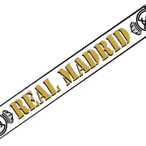 bufanda telar del real madrid blanca y dorada