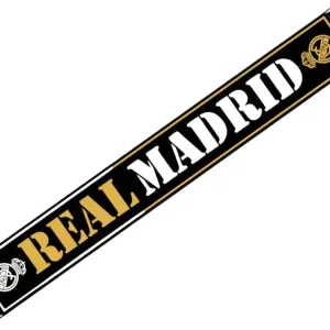 bufanda telar del real madrid negra y dorada