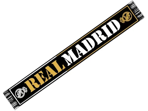 bufanda telar del real madrid negra y dorada